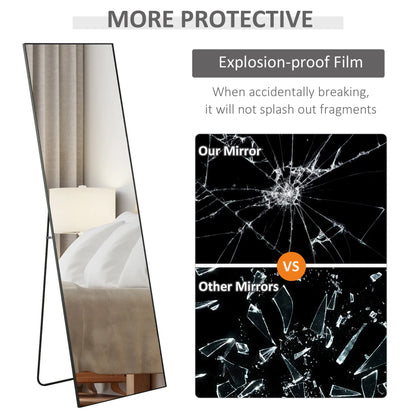 64"X20" Full Length Mirror With Support Frame, Black Full Length Mirrors at Gallery Canada