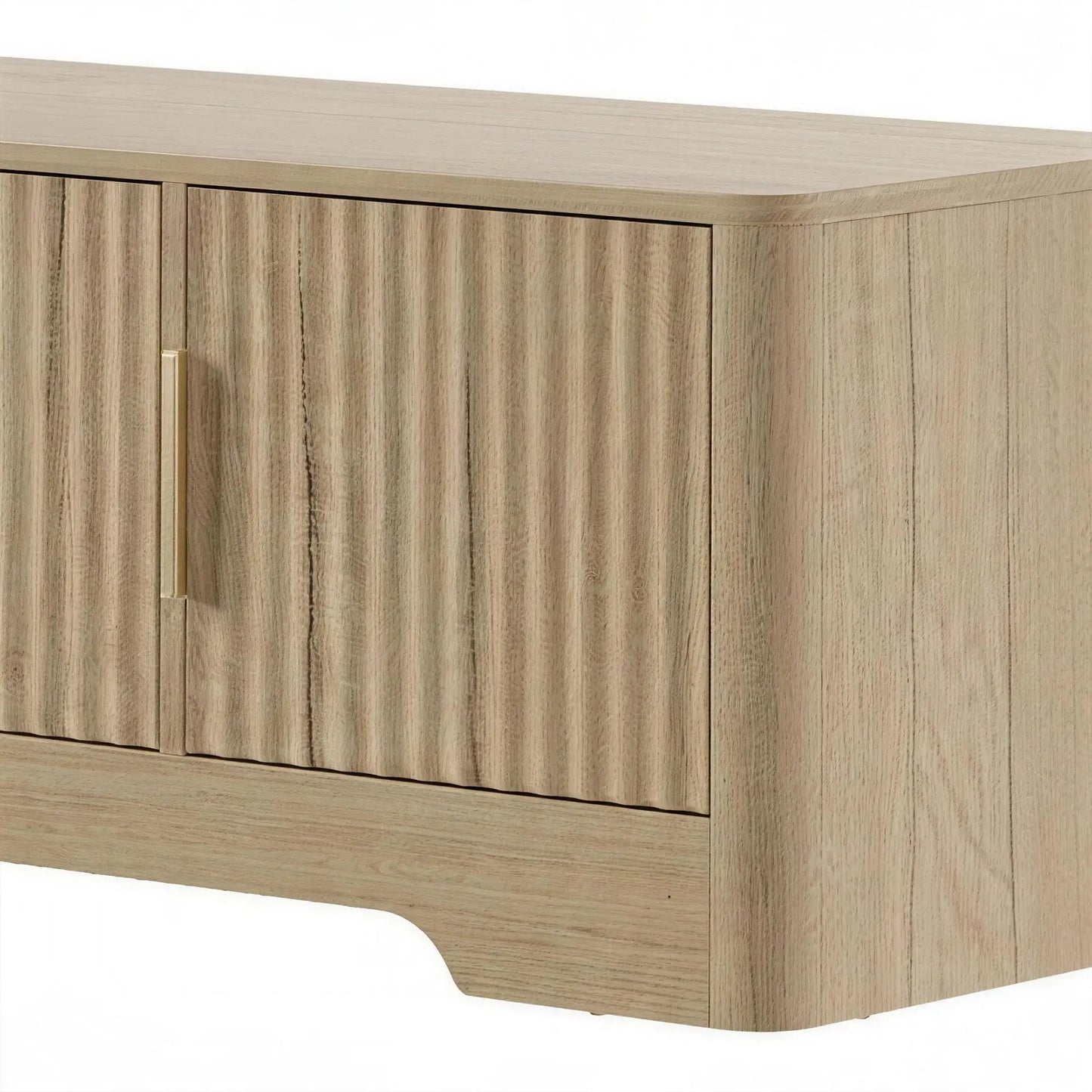 TV Stand for TVs up to 60", Modern Entertainment Center with Fluted Doors for Living Room, Oak
