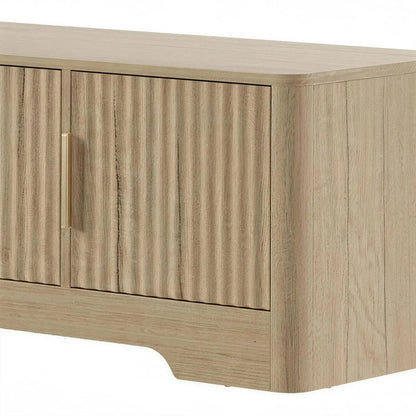 TV Stand for TVs up to 60", Modern Entertainment Center with Fluted Doors for Living Room, Oak