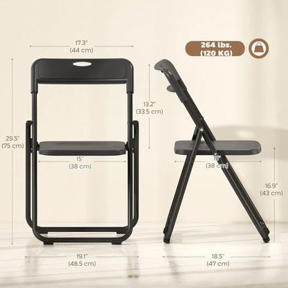 Folding Chairs 6 Pack, Black Plastic With Steel Frame, Black Dining Chairs at Gallery Canada