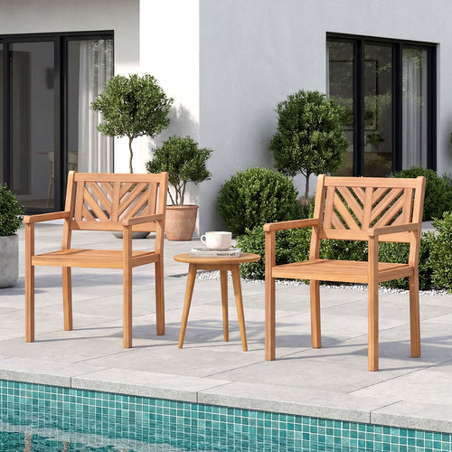 Acacia Wood Patio Dining Chairs, Set of 4, 400 lbs Capacity