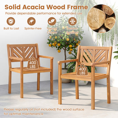 Acacia Wood Patio Dining Chairs, 400 lbs Capacity, Set of 2 Patio Dining Chairs at Gallery Canada