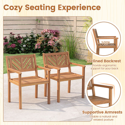 Acacia Wood Patio Dining Chairs, 400 lbs Capacity, Set of 2 Patio Dining Chairs at Gallery Canada