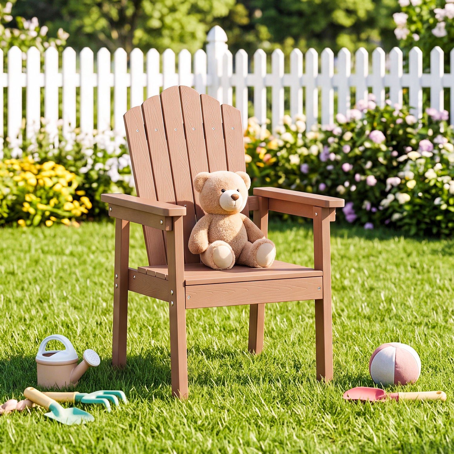 Outdoor Adirondack Chair, High Backrest, Wide Armrests, Brown Adirondack Chairs at Gallery Canada
