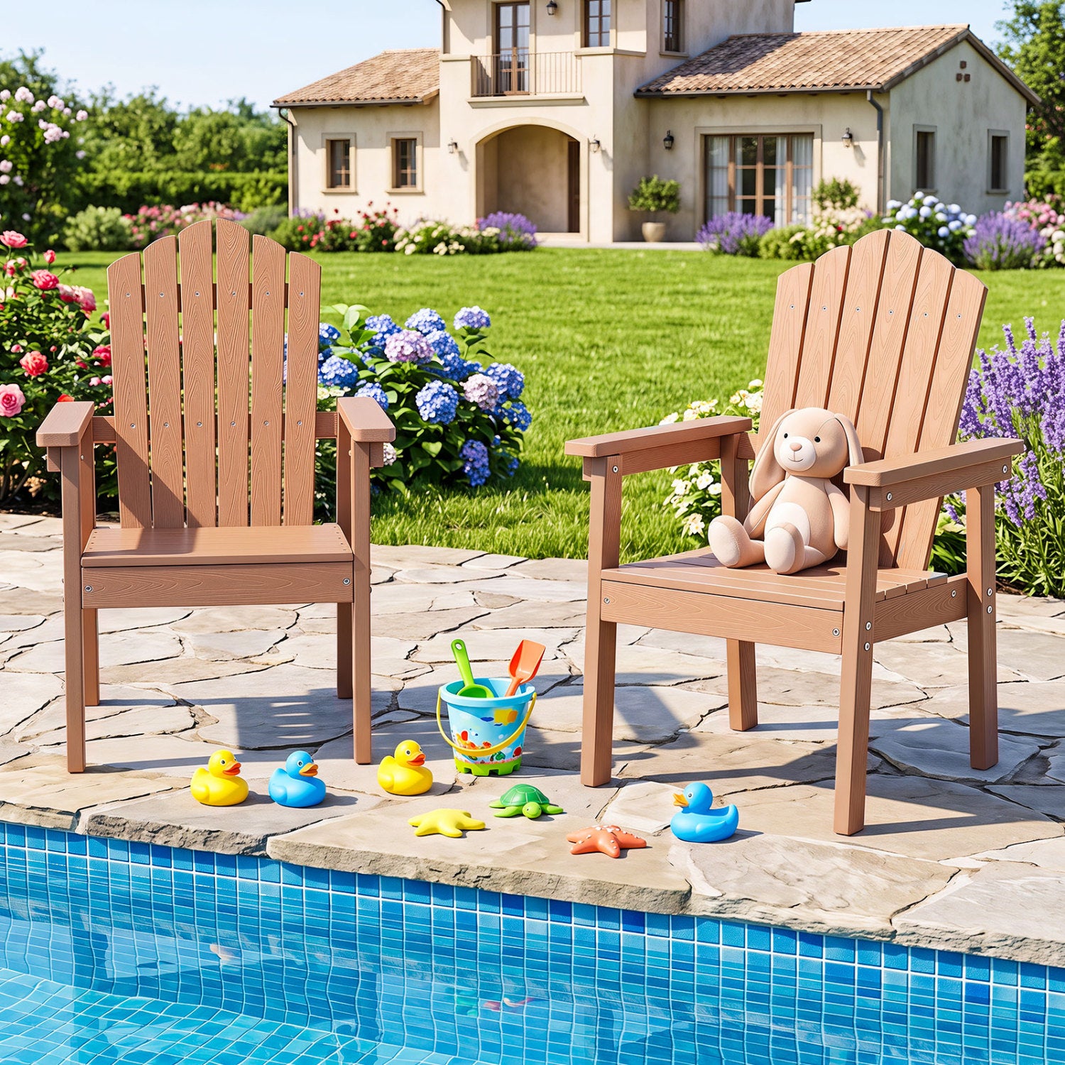 Outdoor Adirondack Chair, High Backrest, Wide Armrests, Brown Adirondack Chairs at Gallery Canada