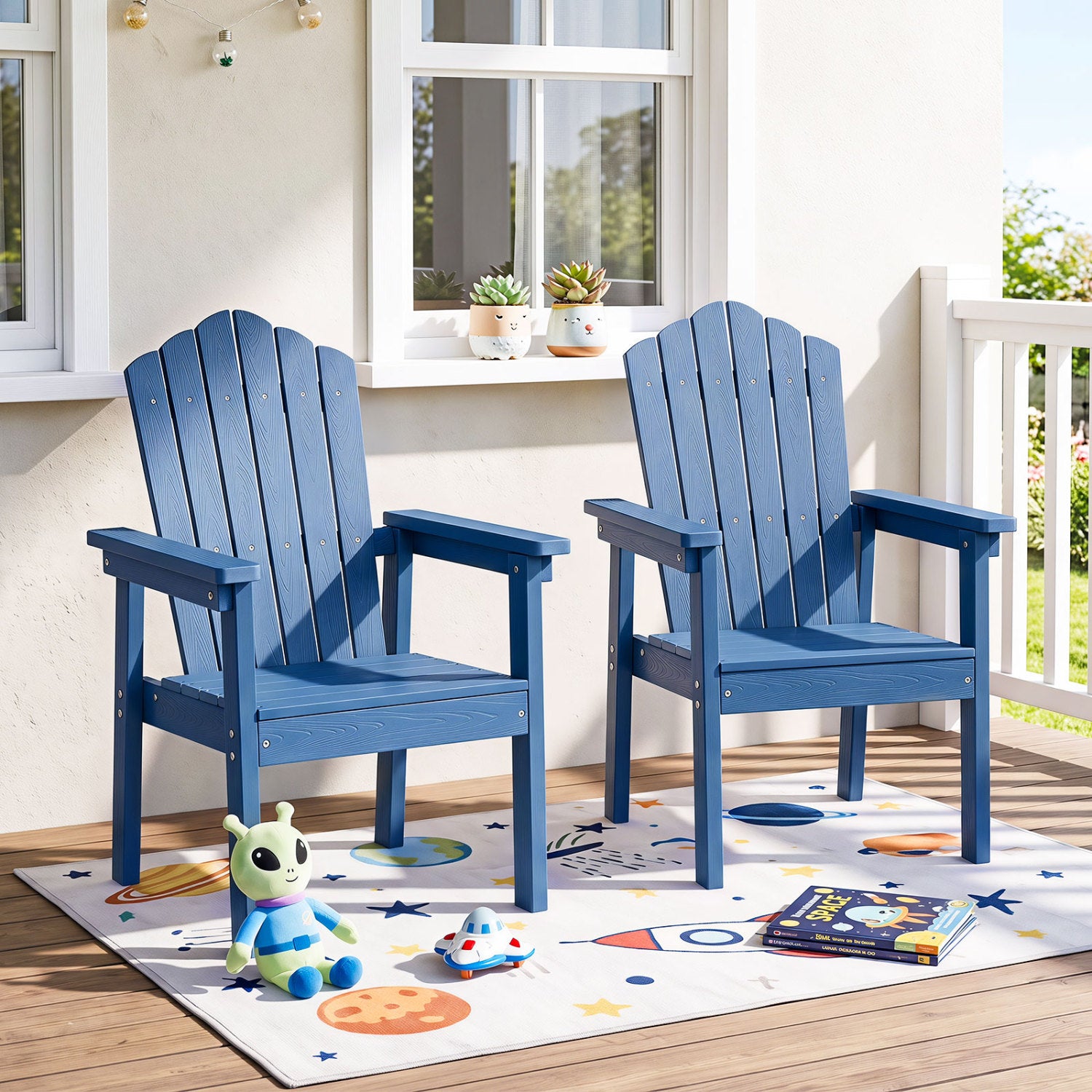 High Back Adirondack Chair, Wide Armrests, Navy Adirondack Chairs at Gallery Canada