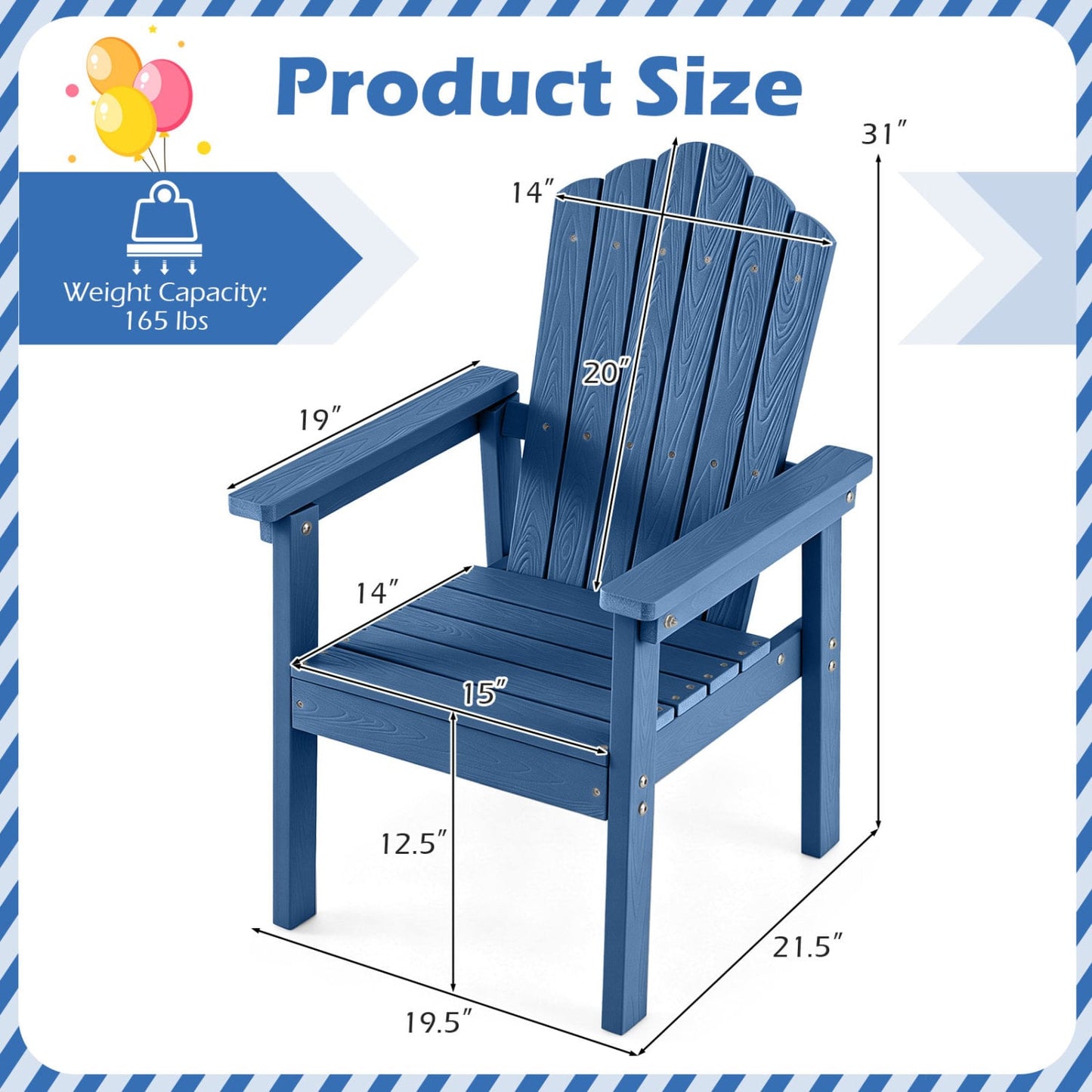 High Back Adirondack Chair, Wide Armrests, Navy Adirondack Chairs at Gallery Canada