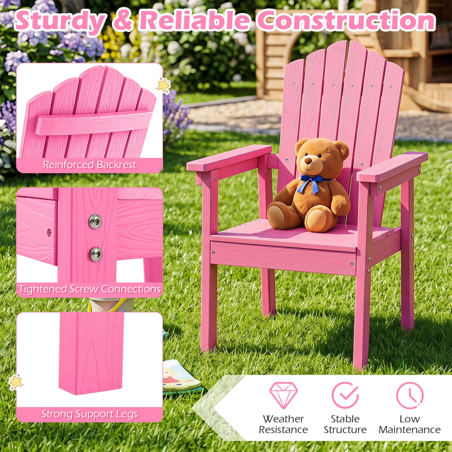 Outdoor Adirondack Chair With High Backrest, Pink Adirondack Chairs at Gallery Canada