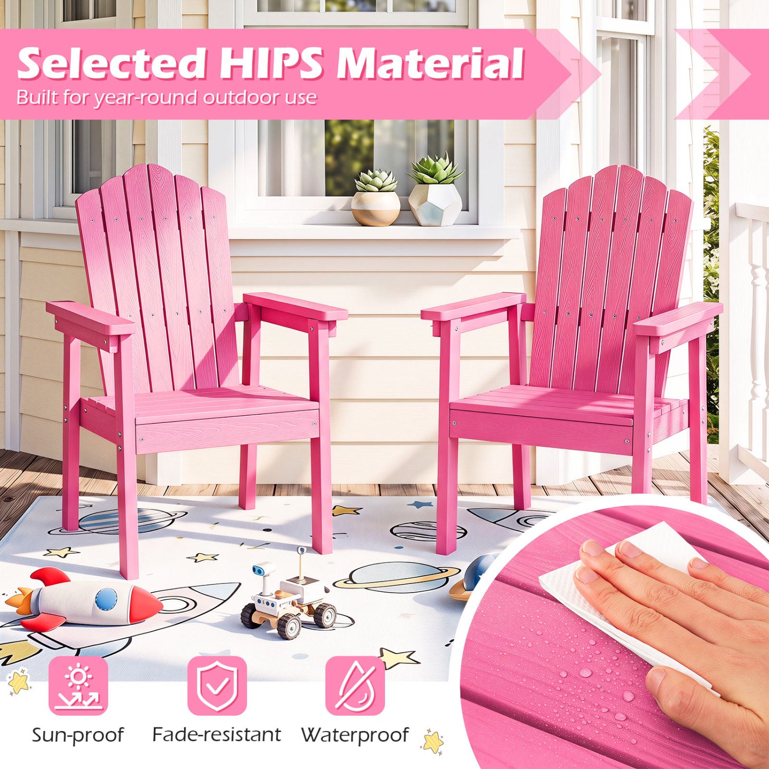 Outdoor Adirondack Chair With High Backrest, Pink Adirondack Chairs at Gallery Canada