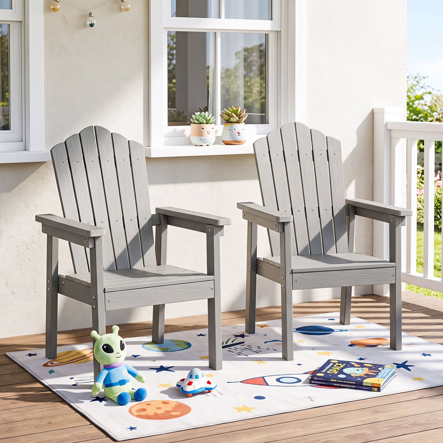 Outdoor Adirondack Chair, High Backrest, Wide Armrests, Silver Adirondack Chairs at Gallery Canada