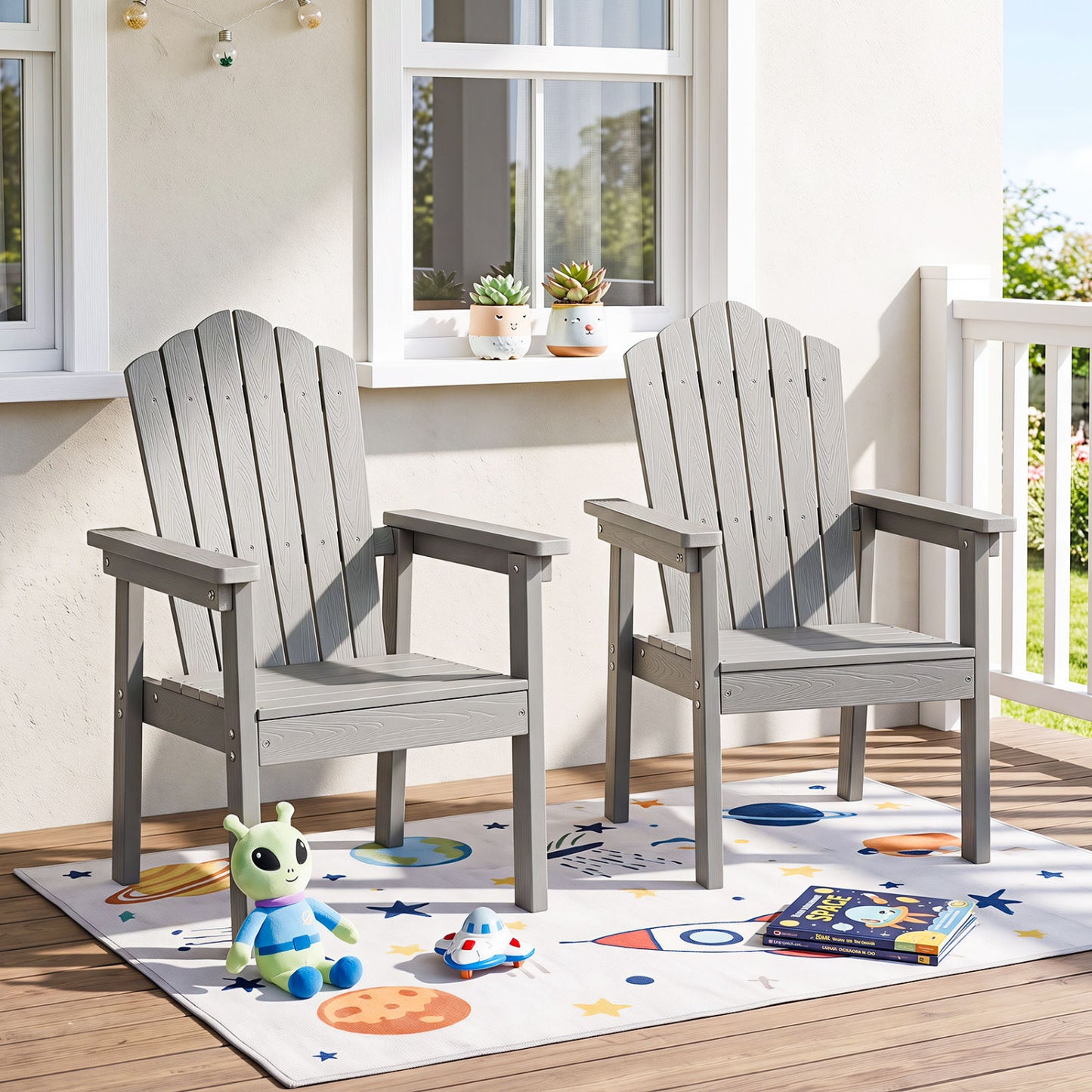 Outdoor Adirondack Chair, High Backrest, Wide Armrests, Silver Adirondack Chairs at Gallery Canada
