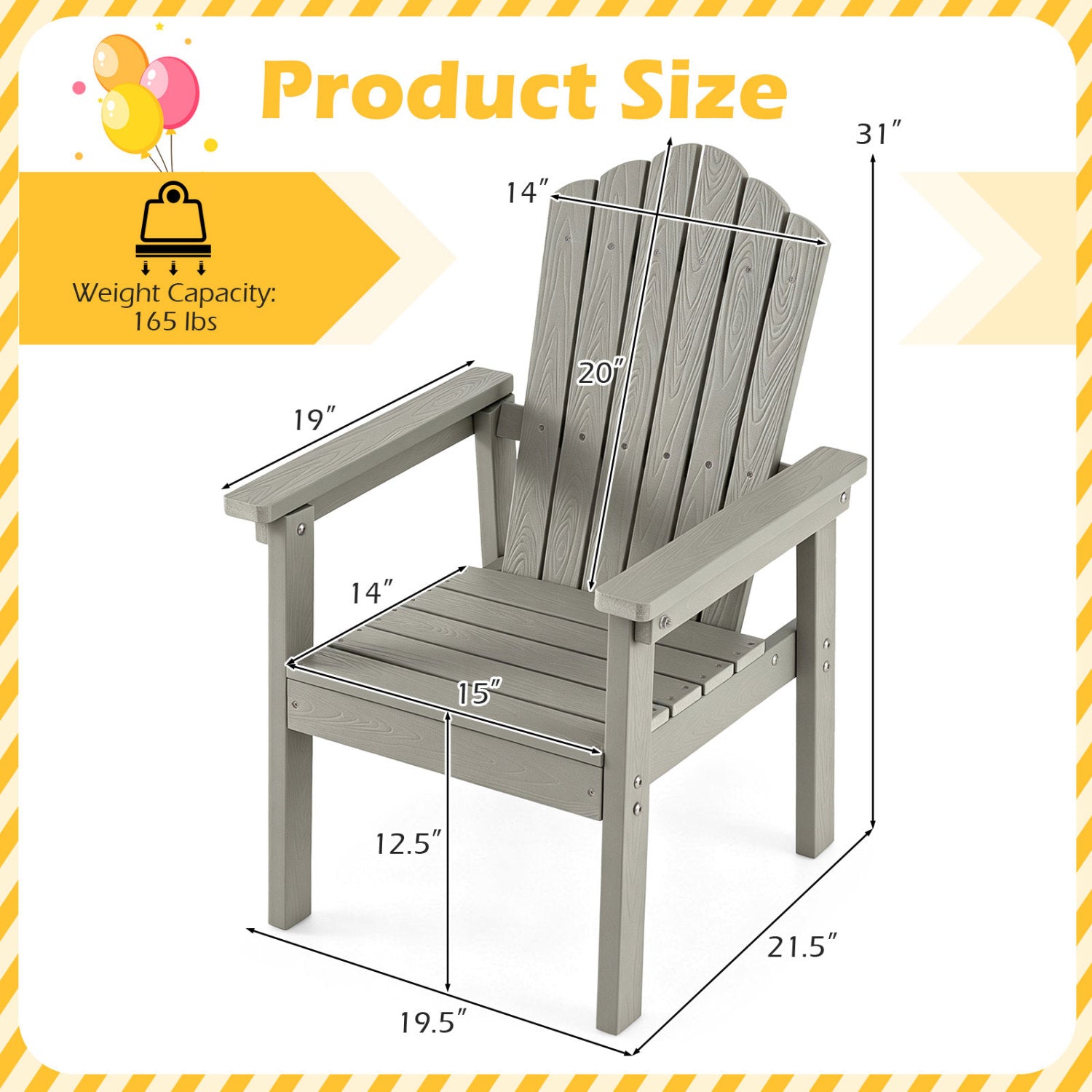 Outdoor Adirondack Chair, High Backrest, Wide Armrests, Silver Adirondack Chairs at Gallery Canada