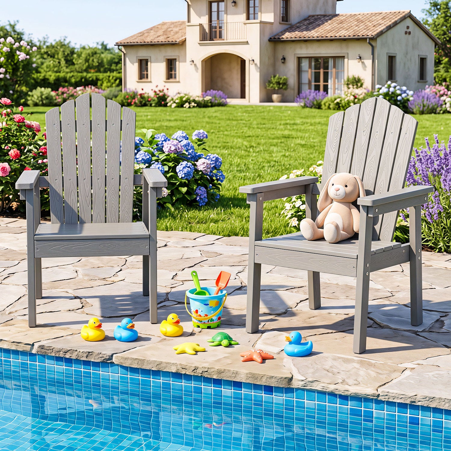 Outdoor Adirondack Chair, High Backrest, Wide Armrests, Silver Adirondack Chairs at Gallery Canada