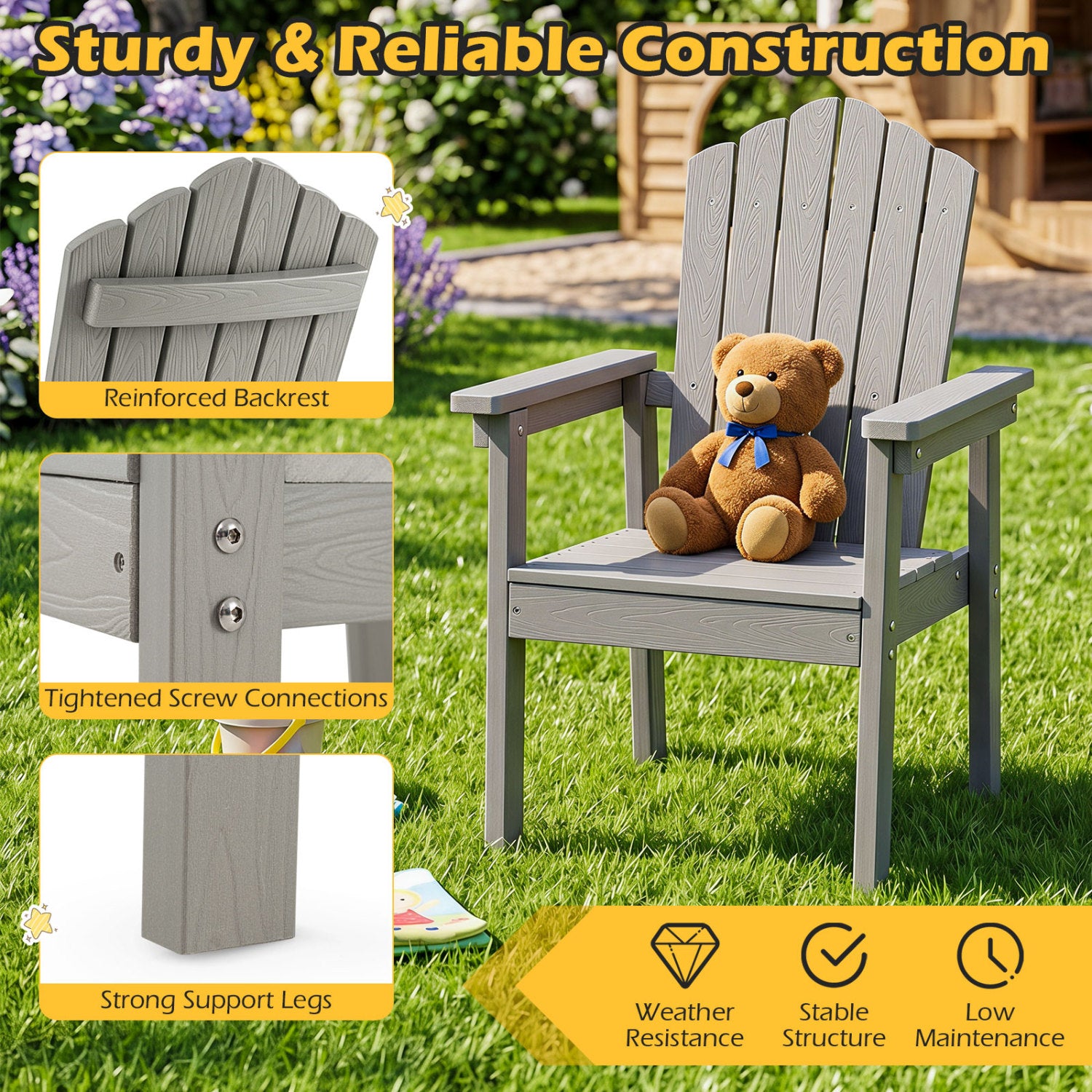Outdoor Adirondack Chair, High Backrest, Wide Armrests, Silver Adirondack Chairs at Gallery Canada