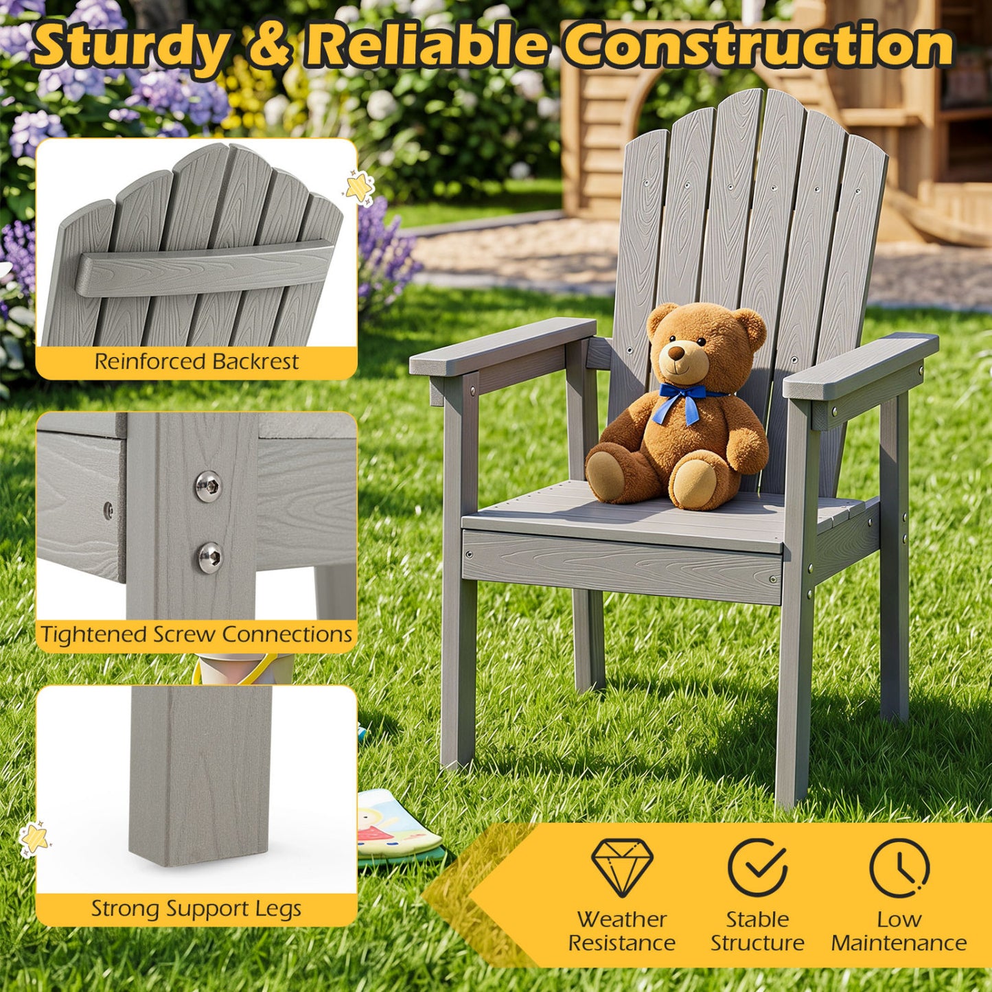 Outdoor Adirondack Chair, High Backrest, Wide Armrests, Silver Adirondack Chairs at Gallery Canada