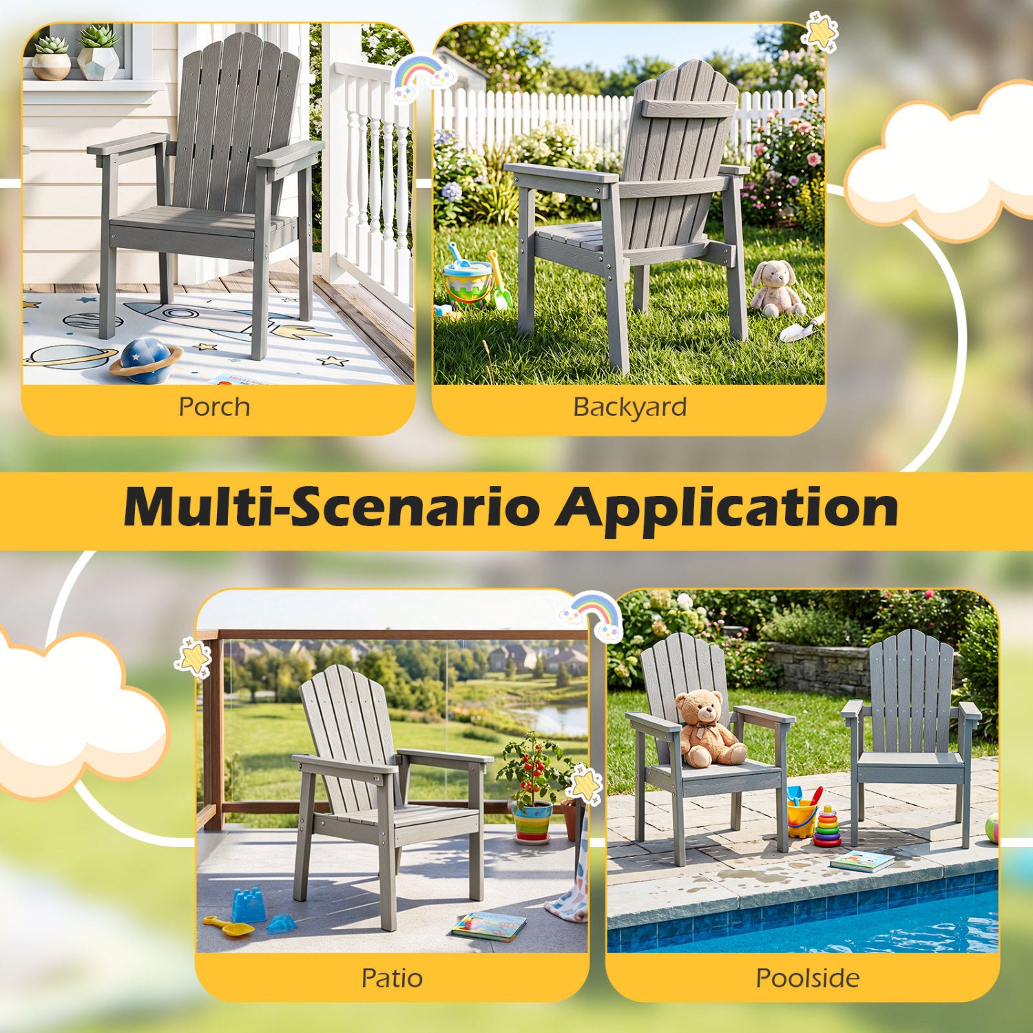 Outdoor Adirondack Chair, High Backrest, Wide Armrests, Silver Adirondack Chairs at Gallery Canada