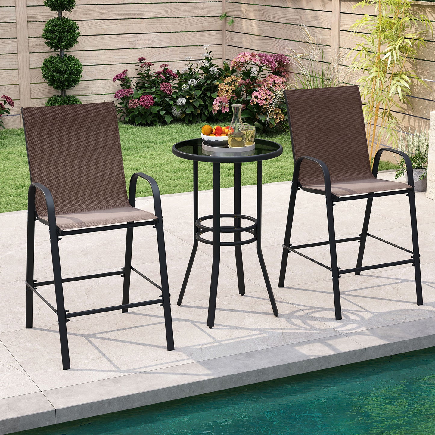 Outdoor Bar Stools, Set of 2, 29 Inch, Brown Patio Bar Furniture at Gallery Canada
