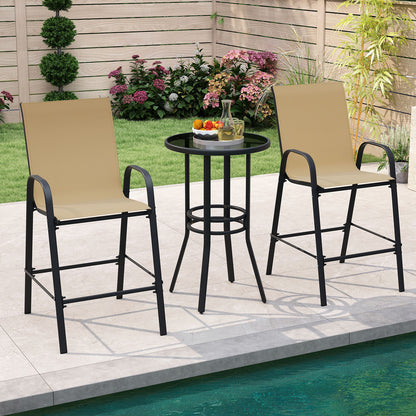 Outdoor Bar Stools, Set of 2, 29 Inch, Fabric with Armrests, Beige Patio Bar Furniture at Gallery Canada