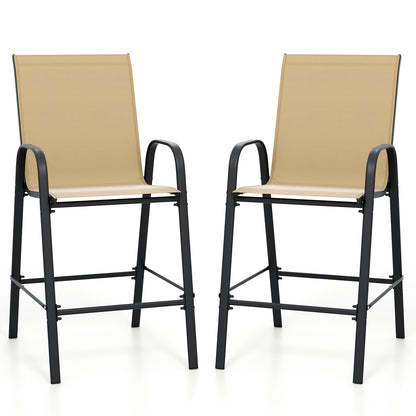 Outdoor Bar Stools, Set of 2, 29 Inch, Fabric with Armrests, Beige Patio Bar Furniture at Gallery Canada