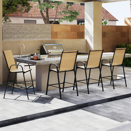 Outdoor Bar Stools, Set of 2, 29 Inch, Fabric with Armrests, Beige Patio Bar Furniture at Gallery Canada