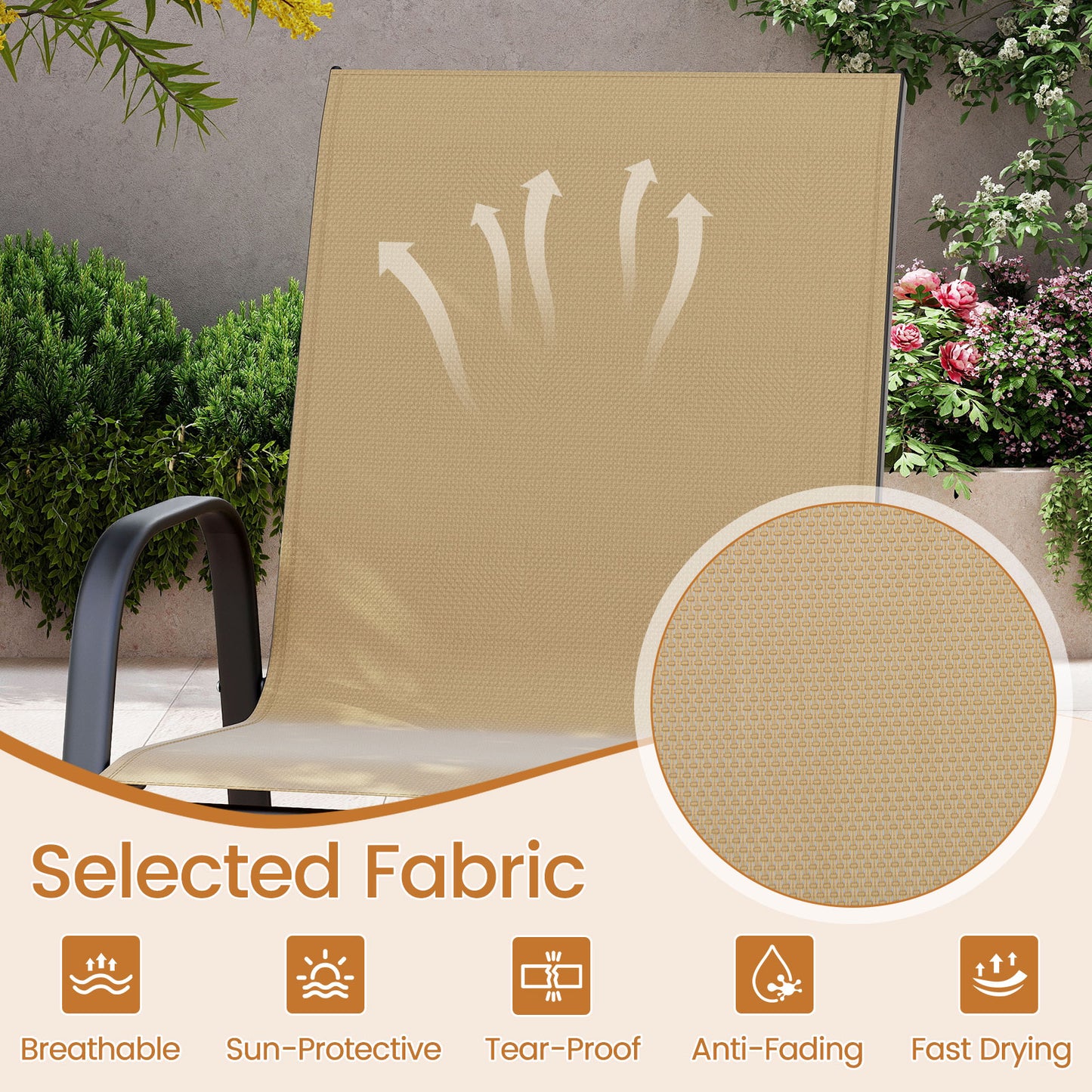 Outdoor Bar Stools, Set of 2, 29 Inch, Fabric with Armrests, Beige Patio Bar Furniture at Gallery Canada