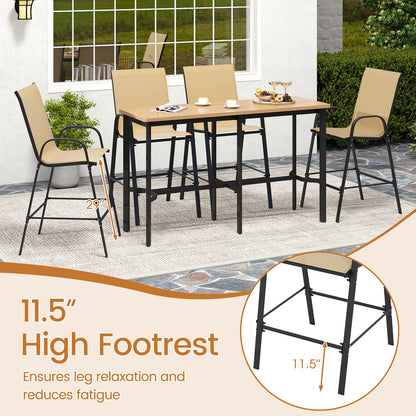Outdoor Bar Stools, Set of 2, 29 Inch, Fabric with Armrests, Beige Patio Bar Furniture at Gallery Canada