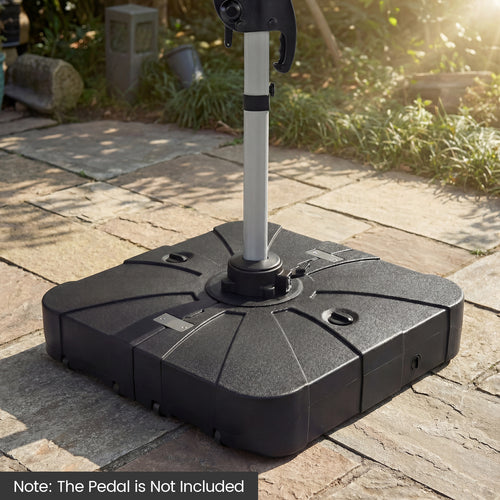 Outdoor Cantilever Umbrella Base Square Water and Sand Fillable Base-34 Inches, Black
