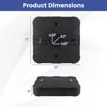 Outdoor Cantilever Umbrella Base Square Water and Sand Fillable Base-35 Inches, Black Outdoor Umbrella Bases at Gallery Canada