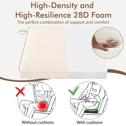 Coussins de chaise d'extérieur, lot de 2, oléfine imperméable, beige