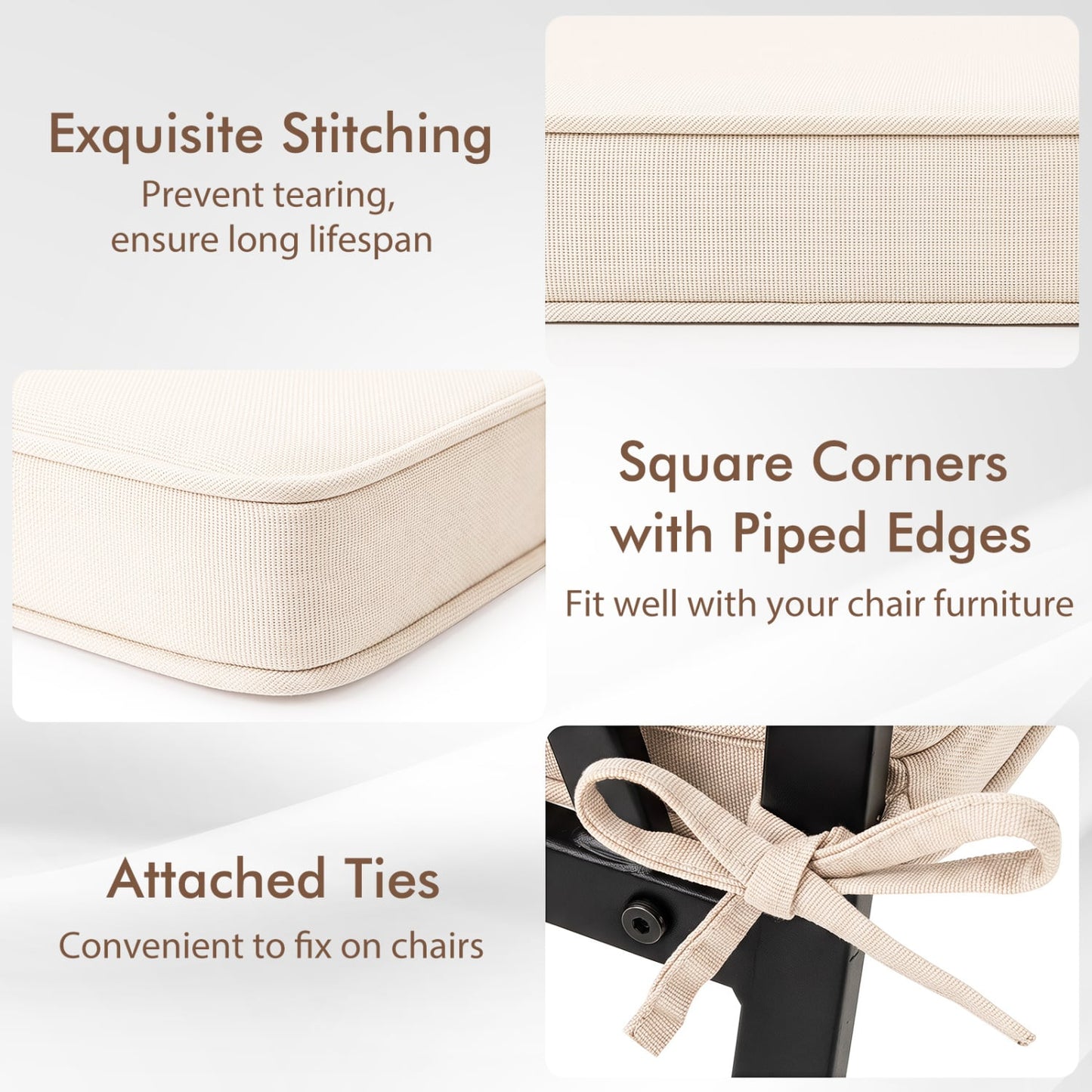 Ensemble de coussins de siège d'extérieur en oléfine imperméable, 6 pièces, beige