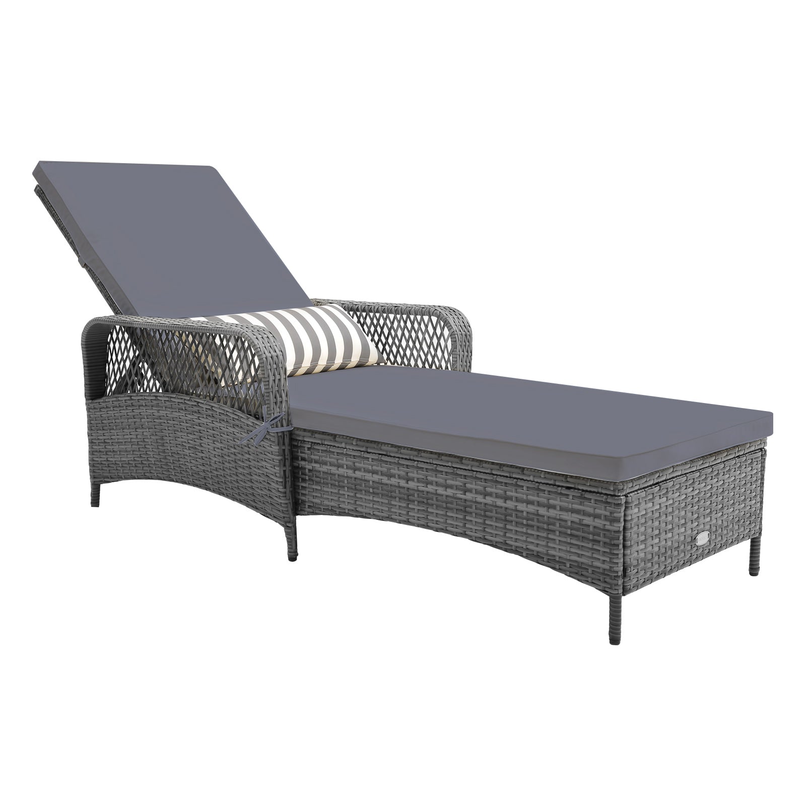 Outdoor Chaise Lounge Chair, 6-Level Backrest, Gray Outdoor Chaise Lounges Gray at Gallery Canada