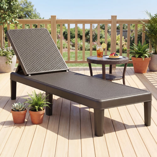 Outdoor Chaise Lounger Chair, 330 lbs Capacity, Brown