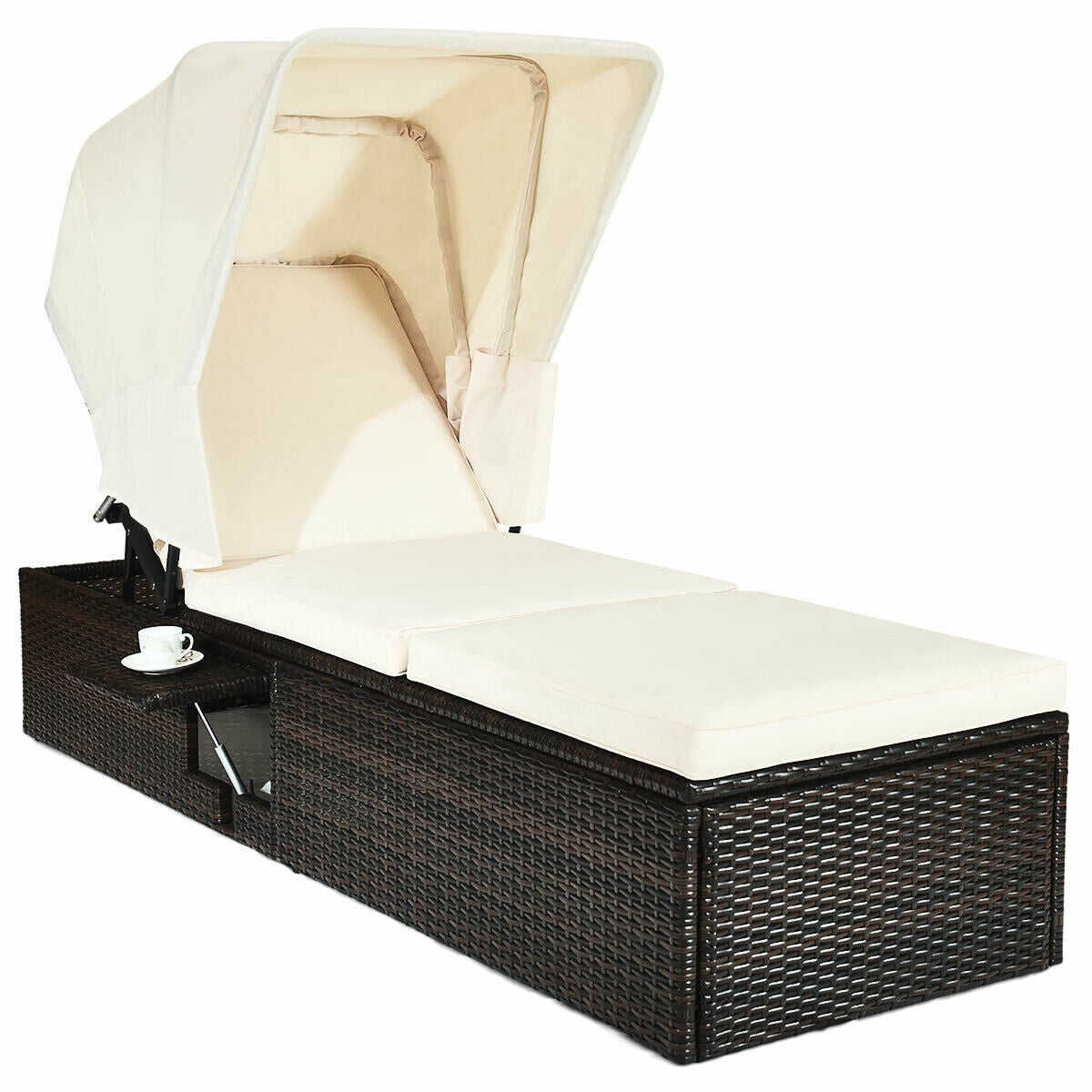 Outdoor Chaise Lounge Chair, Folding Canopy, White Outdoor Chaise Lounges at Gallery Canada