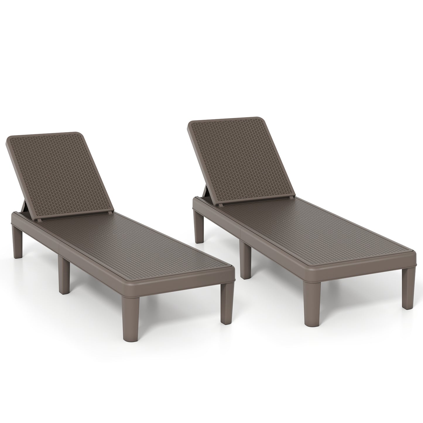 Outdoor Chaise Lounger Chair Set, Waterproof Rattan PP, Brown Outdoor Chaise Lounges at Gallery Canada