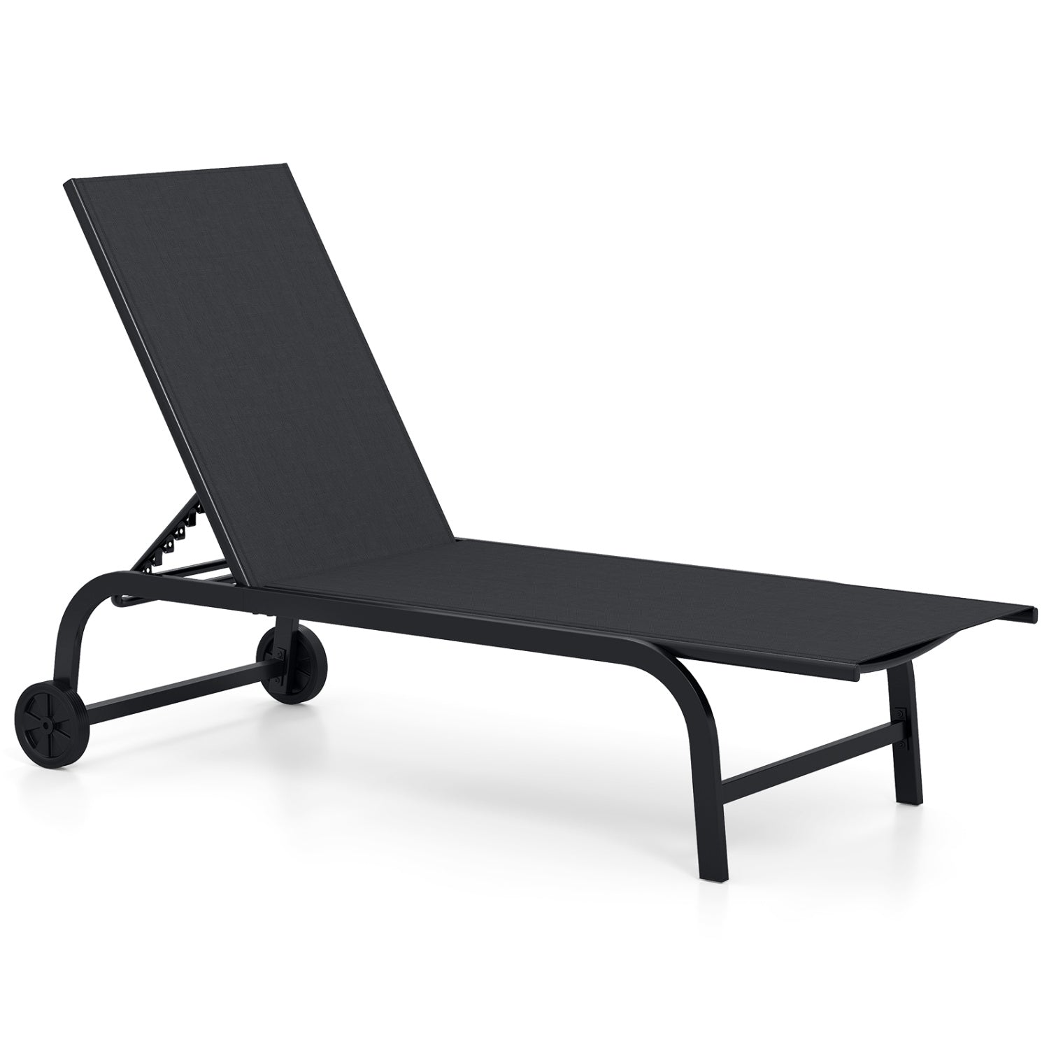 Outdoor Chaise Lounge Chair With Wheels, Metal Frame, Black Outdoor Chaise Lounges at Gallery Canada