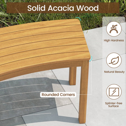 Outdoor Curved Acacia Wood Bench Set, 3, Natural Outdoor Benches at Gallery Canada