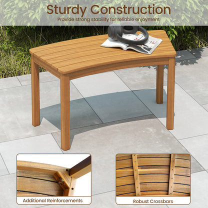 Outdoor Curved Acacia Wood Bench Set, 3, Natural Outdoor Benches at Gallery Canada