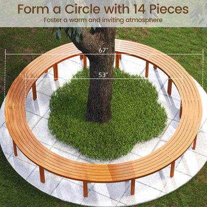 Outdoor Curved Acacia Wood Bench Set, 3, Natural Outdoor Benches at Gallery Canada