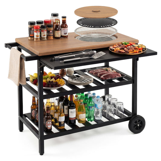 Outdoor Dining Cart with BBQ Grill and Folding Side Panel Outdoor Grills Options at Gallery Canada