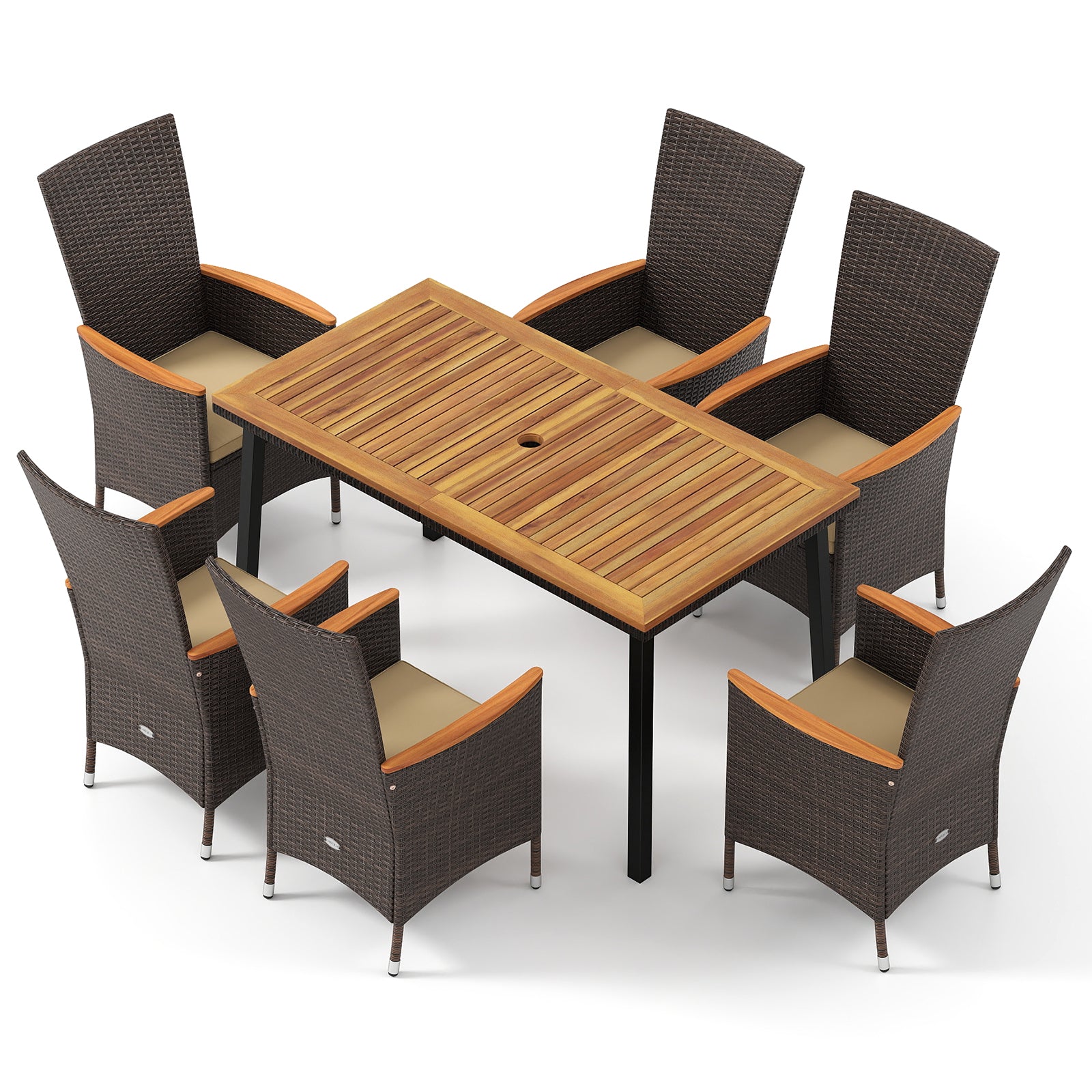 Outdoor Dining Set for 6 Patio Wicker Armchairs and Acacia Wood Table Patio Dining Sets Options at Gallery Canada