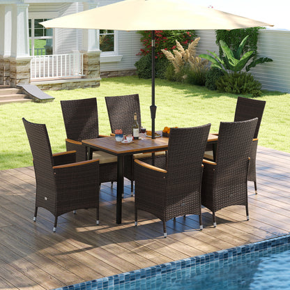 Outdoor Dining Set for 6 Patio Wicker Armchairs and Acacia Wood Table Patio Dining Sets at Gallery Canada