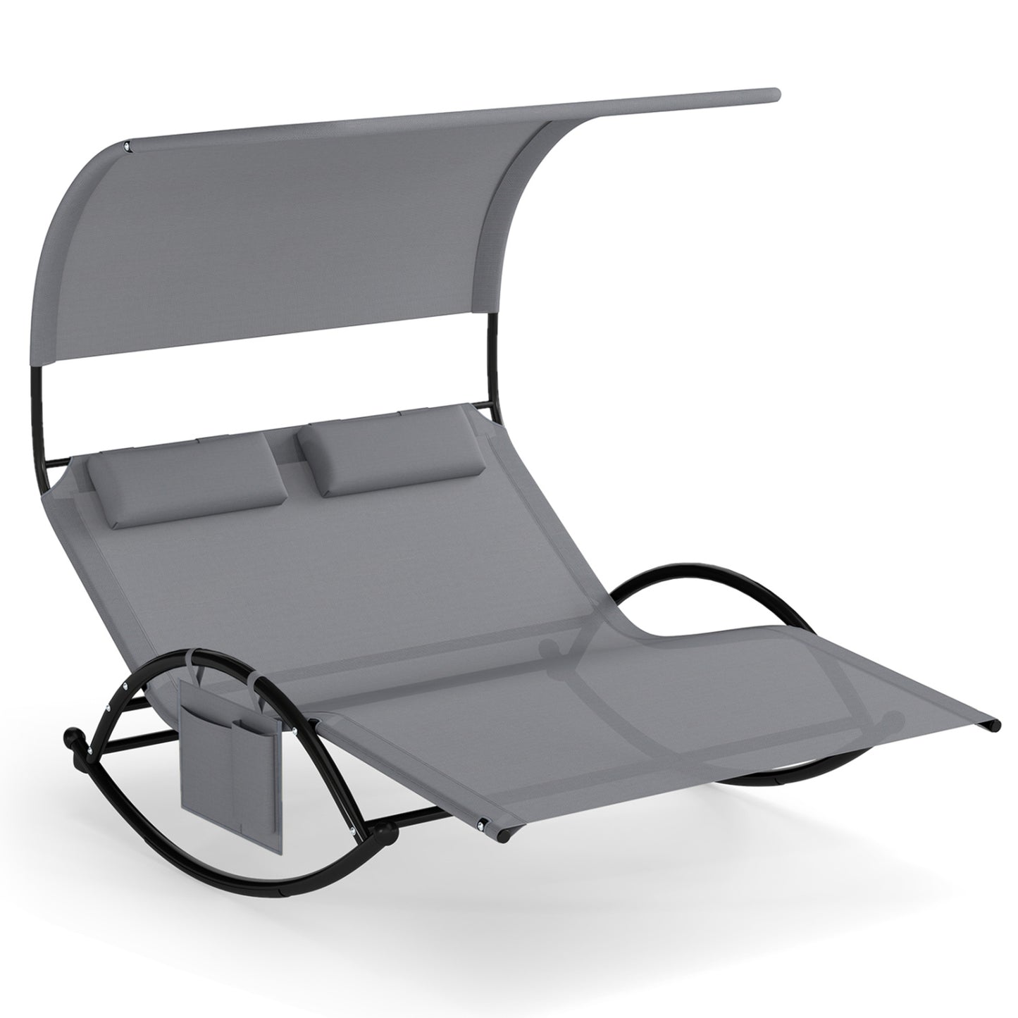 Outdoor Dual Rocker Sunbed, 2-Person Canopied Patio Lounger, Gray Patio Rocking Chairs & Gliders Gray at Gallery Canada