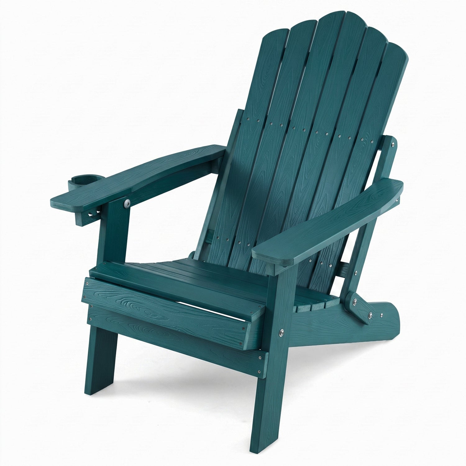 Outdoor Folding Adirondack Chair with Cup Holder, 5-Level Backrest, Green Adirondack Chairs at Gallery Canada