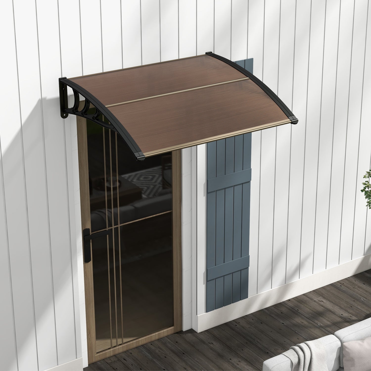 Outdoor Front Door Patio Overhang Awning, 48 x 40 Inch, Brown Outdoor Shades at Gallery Canada