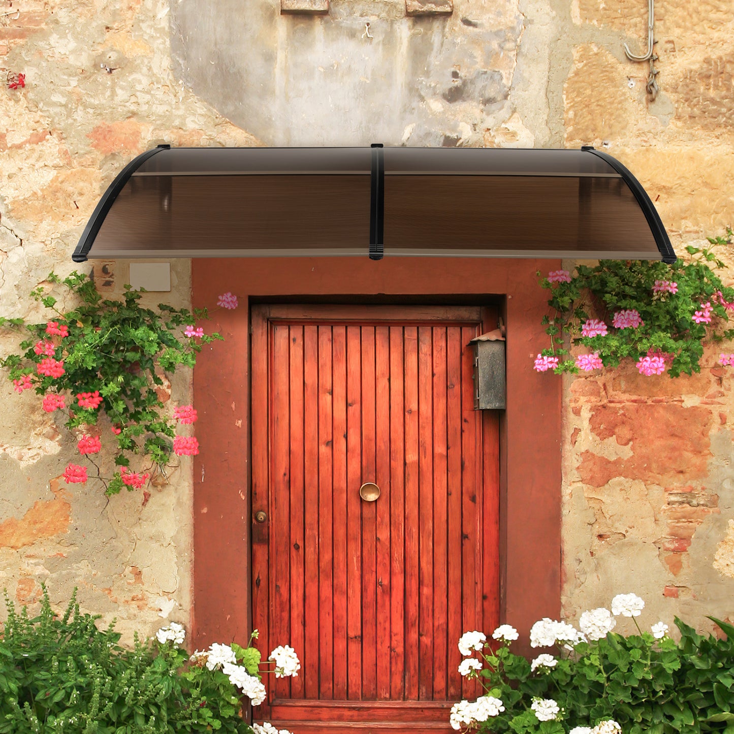 Outdoor Front Door Patio Overhang Awning, 80 x 40 Inch, Brown Outdoor Shades at Gallery Canada