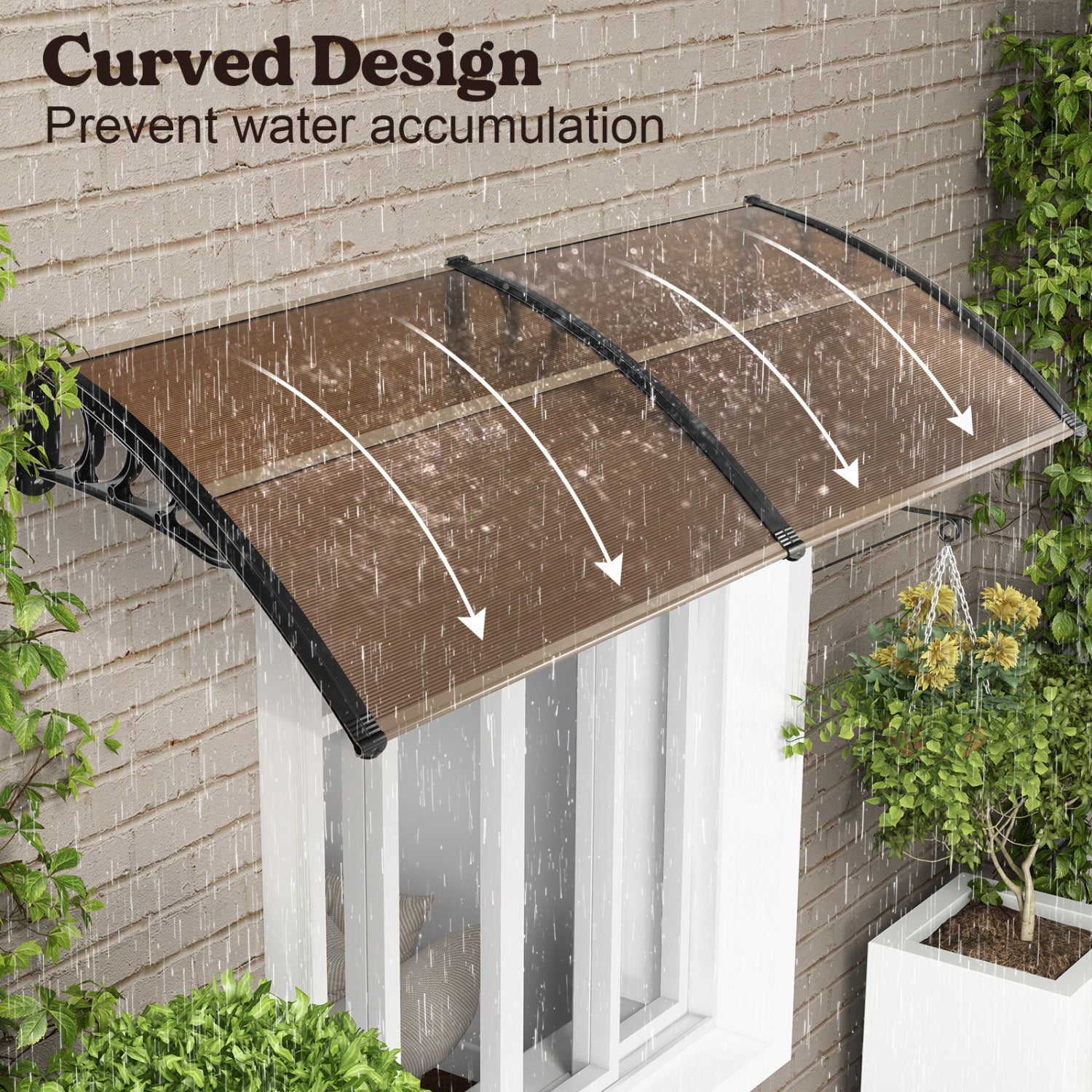 Outdoor Front Door Patio Overhang Awning, 80 x 40 Inch, Brown Outdoor Shades at Gallery Canada