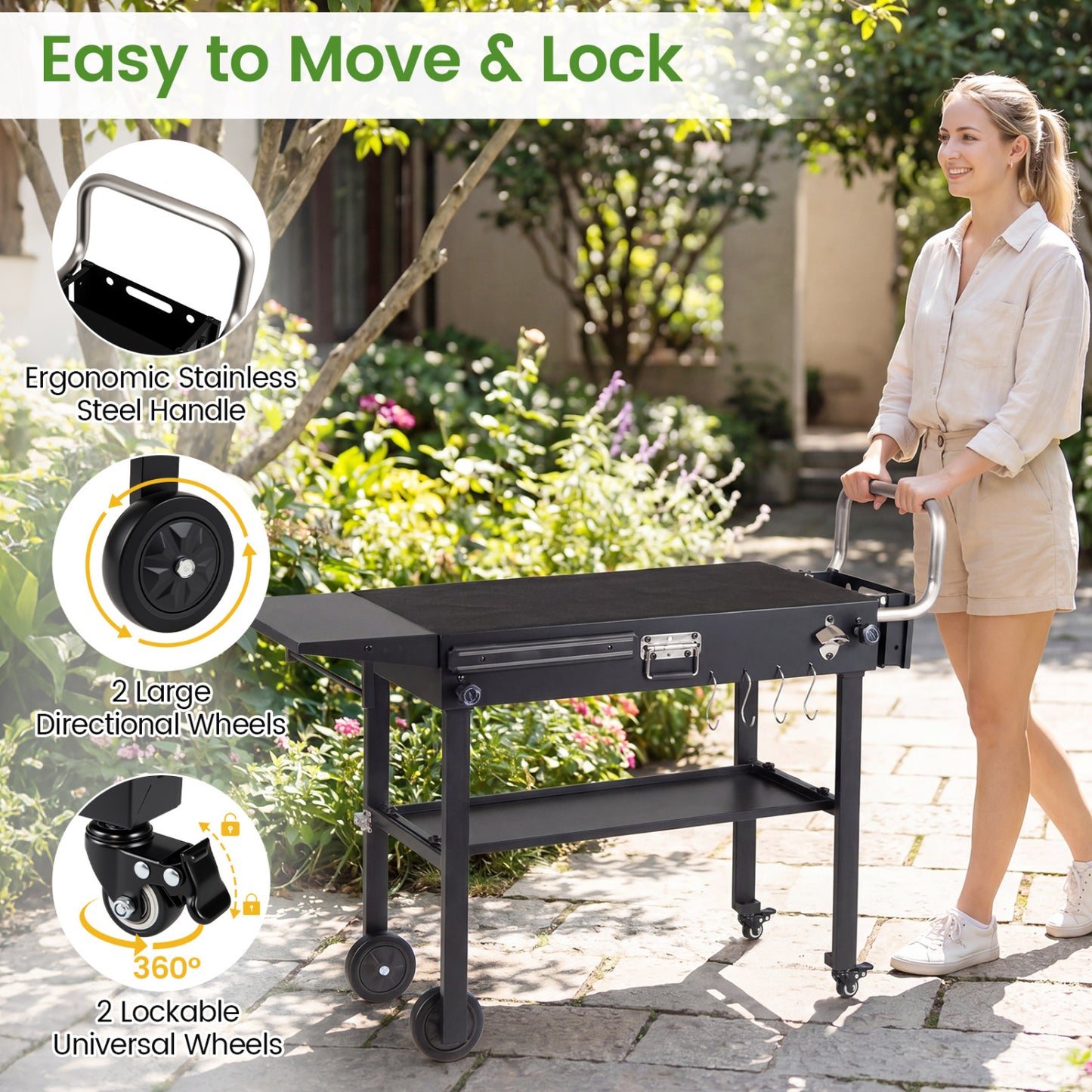 Outdoor Grill Cart, Foldable Table for Blackstone Griddle, 31 x 17", Black Outdoor Grills at Gallery Canada