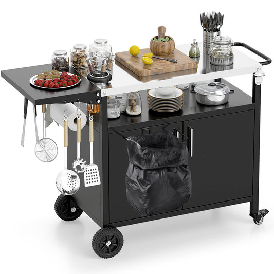 Outdoor Grill Cart, Folding Stainless Steel Top, Black Outdoor Grills Black at Gallery Canada