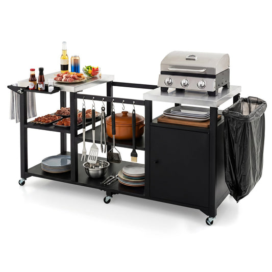 Outdoor Grill Cart, Stainless Steel Tabletop, Black Outdoor Grills Black at Gallery Canada
