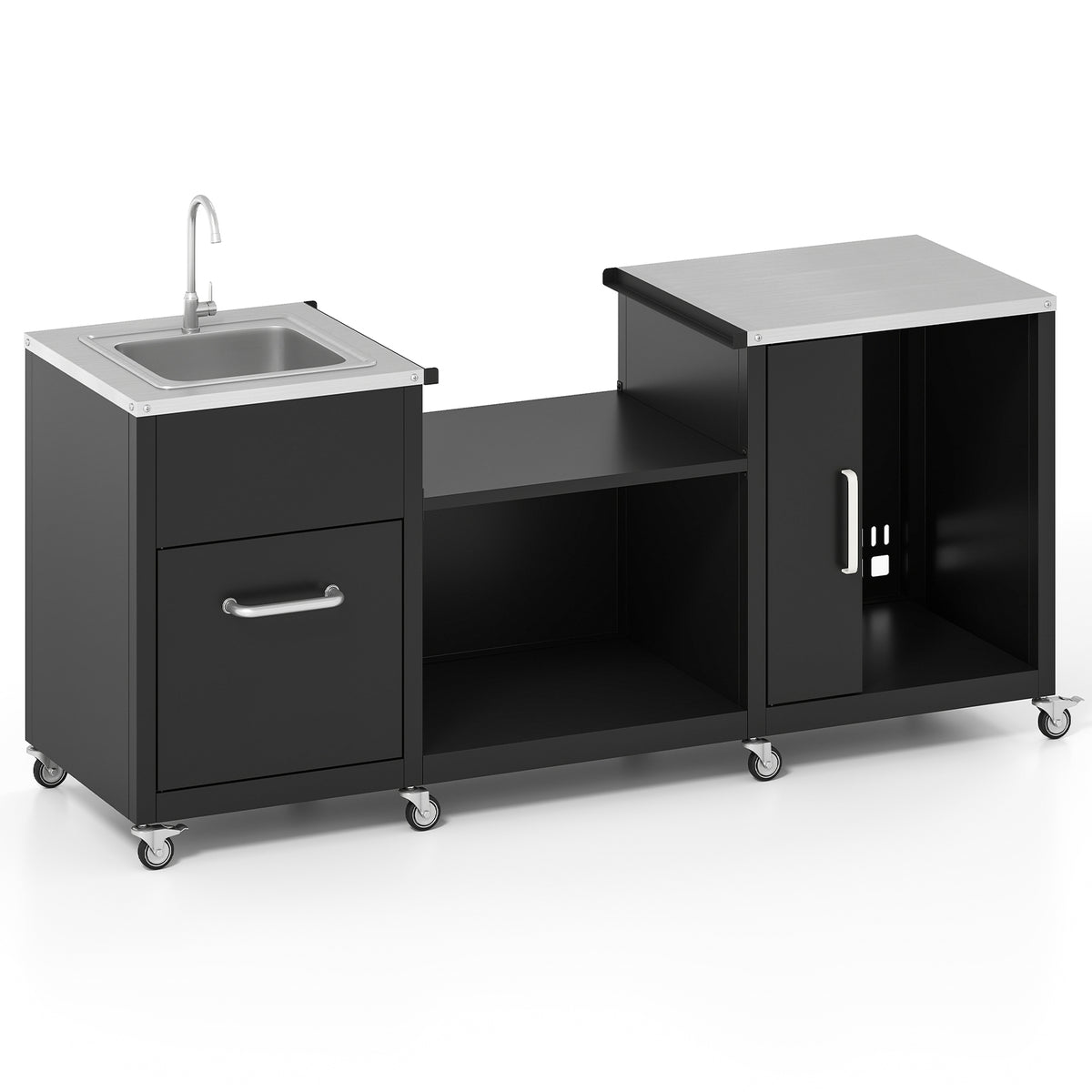 Outdoor Grill Table With Sink, Heavy Duty Metal Cart, Black Camping Furniture at Gallery Canada